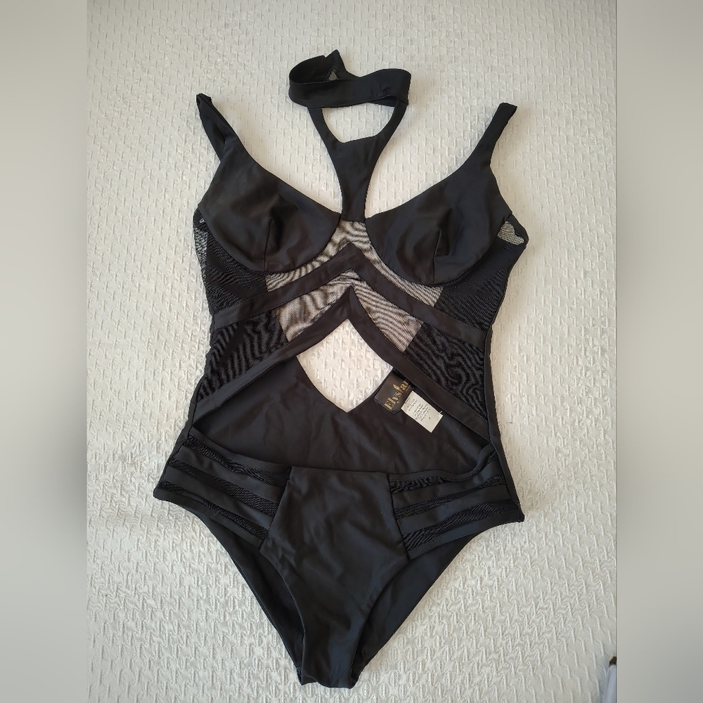 Elysian Black Cutout Swimsuit Size S